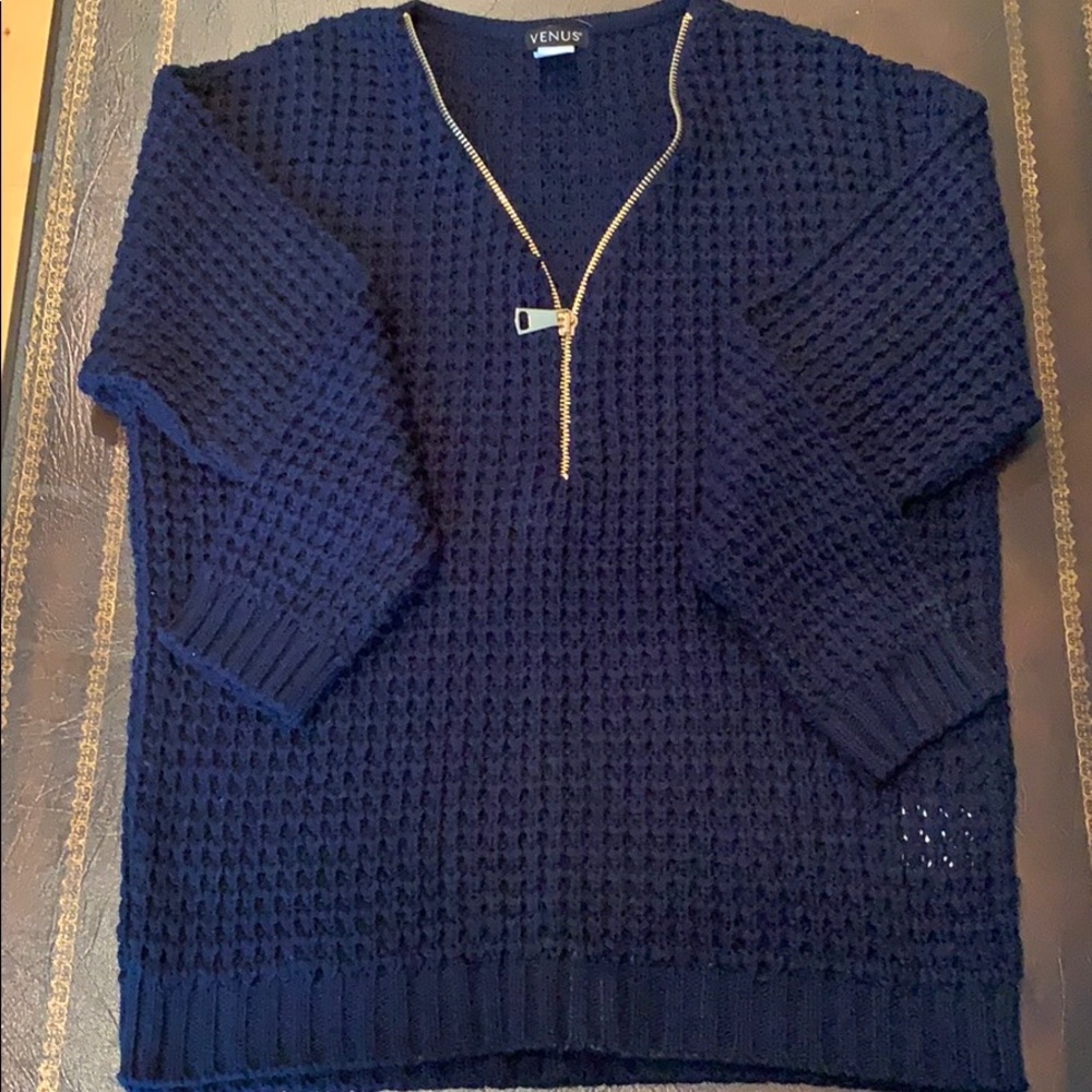⭐️Venus dark blue sweater with zipper accent - Picture 2 of 3